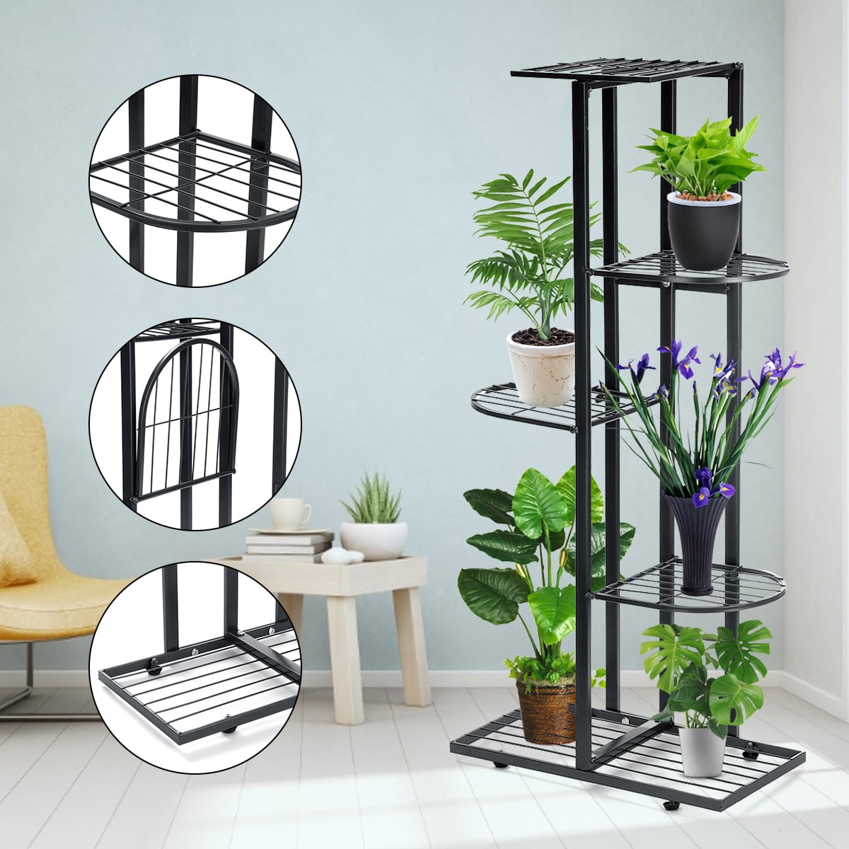 39 Inches Tall 5Tier Metal Flower Stand Shelf Iron Craft