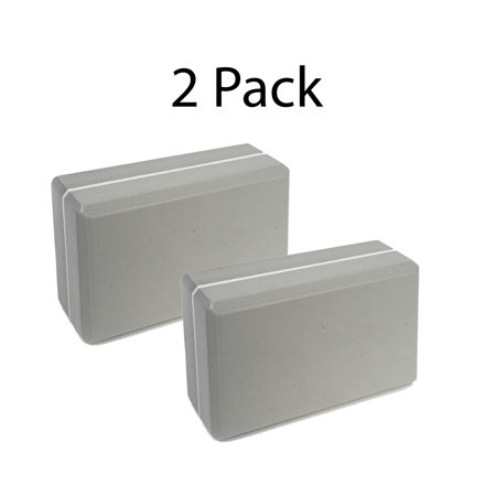 Gray Yoga Block 2Pack   High Density EVA Foam Block to Support and Improve Poses and Flexibility 9 x 6 x 3