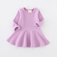 thumbnail image 4 of JUMEYU Baby Girls Ruffled Flannel Long Sleeve Medium Length Solid Color Casual Dress 18 24 Months (Purple,18-24 Months), 4 of 7