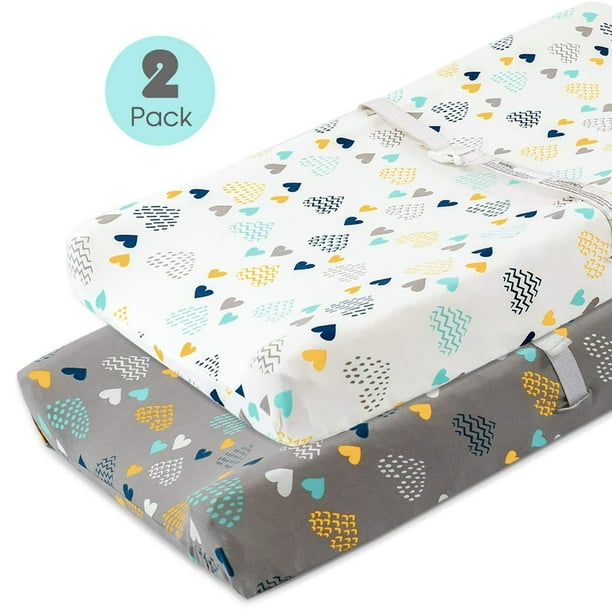 COSMOPLUS Stretch Fitted Changing Pad Cover 2 Pack Stretchy Changing Table Pad Covers for Boys