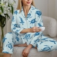 thumbnail image 4 of Wukai Turtle Print Women's Pajama Set - Soft Long Sleeve Sleepwear for Comfort and Style-Medium, 4 of 9