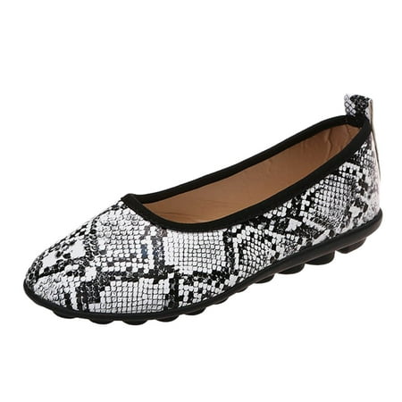 

fvwitlyh Women Business Casual Shoes Fashion Shallow Snakeskin Shoes Women s Flat Size Large Casual Shoes for Women for Work