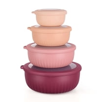 Walchoice 8-Piece Mixing Bowls with Airtight Lids, Plastic Wide Prep Bowls Nesting Bowl Set for Storage, Preparing, Freezer & Dishwasher Safe, Multiple Sizes - Red