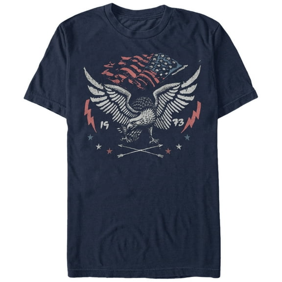 Men's Lost Gods Fourth of July American Flag Eagle 1973 Graphic Tee Navy Blue 2X Large