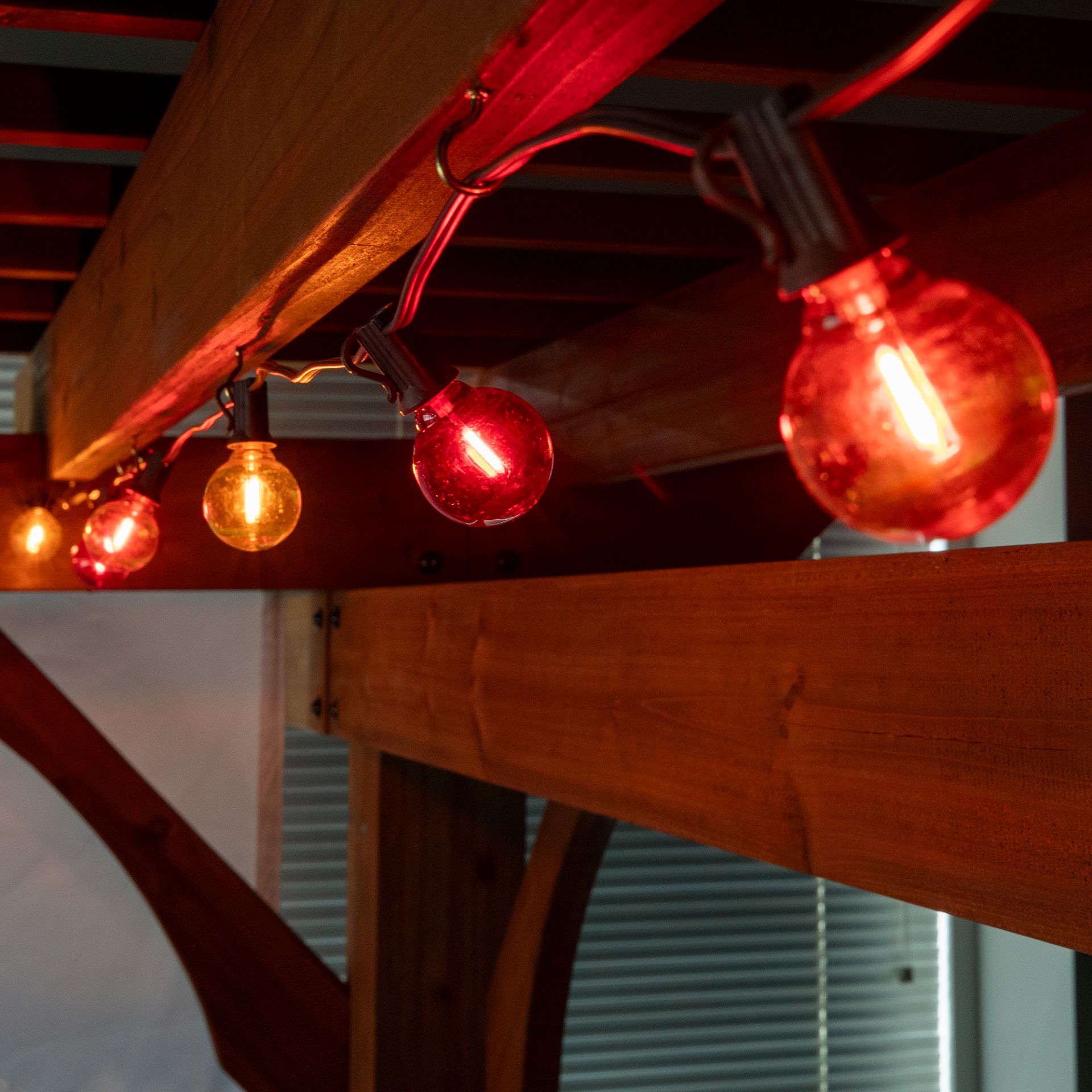 Novelty Lights 25 Feet Red/Orange/Yellow Fall Thanksgiving LED G40 Globe Plastic Shatterproof Outdoor Patio String Lights, Brown Wire