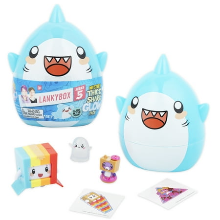 LankyBox Mystery Thicc Shark Glow Pack with Surprise Figures and more, 5 inches Tall