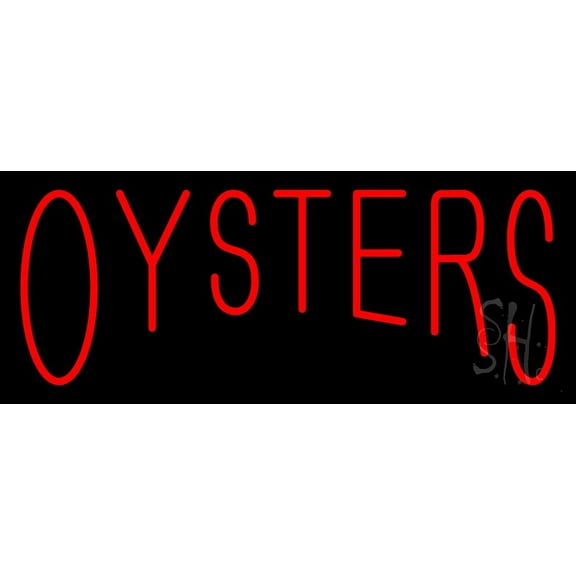 Red Oysters Block LED Neon Sign 13" Tall x 32" Wide - inches Black Square Cut Acrylic Backing, with Dimmer - Premium built indoor Sign for Club, Home décor, Event, Workshop, Storefront.