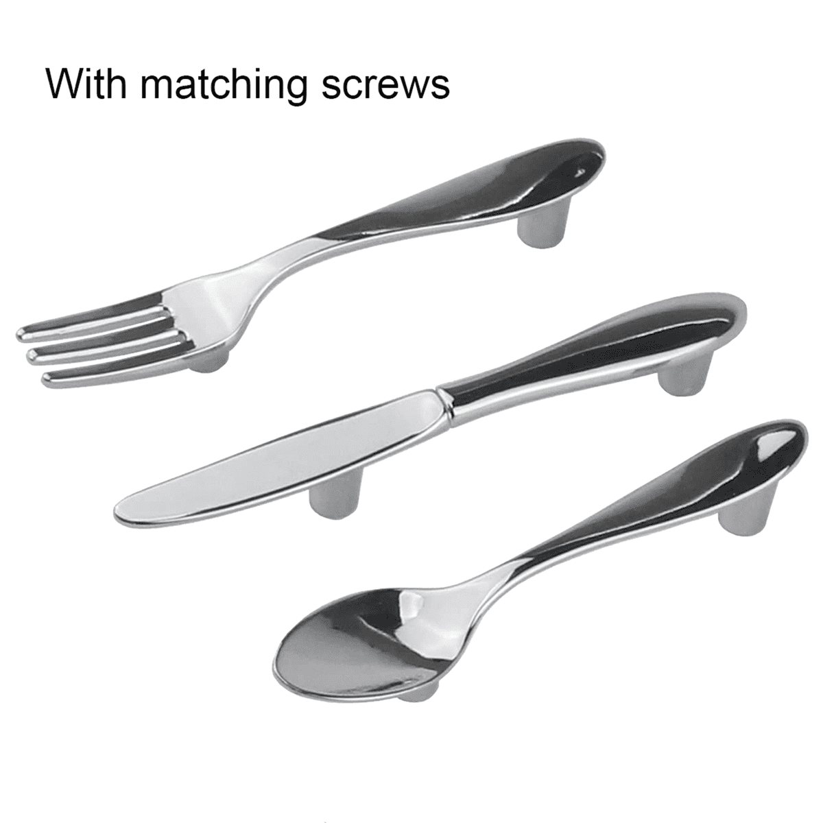 18 PCS Knife Spoon Fork Kitchen Cabinet Closet Drawer Pull Handles Knobs 3-Inch Center to Center (Silver)