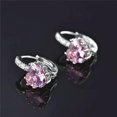 thumbnail image 2 of Heart Shaped Blushing Pink Diamond CZ Solitaire Hoop Earrings, 2 of 3