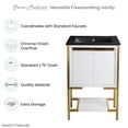 thumbnail image 2 of Marseille 24 in. White Bathroom Vanity With Black Ceramic Sink Top, 2 of 12