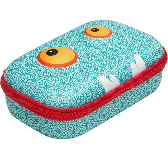 ZIPIT Pencil/Storage Beast Box, Hard Shell, 8.2" x 5" x 3.15", Monster Face, Blue Pattern (ZBB-BP)