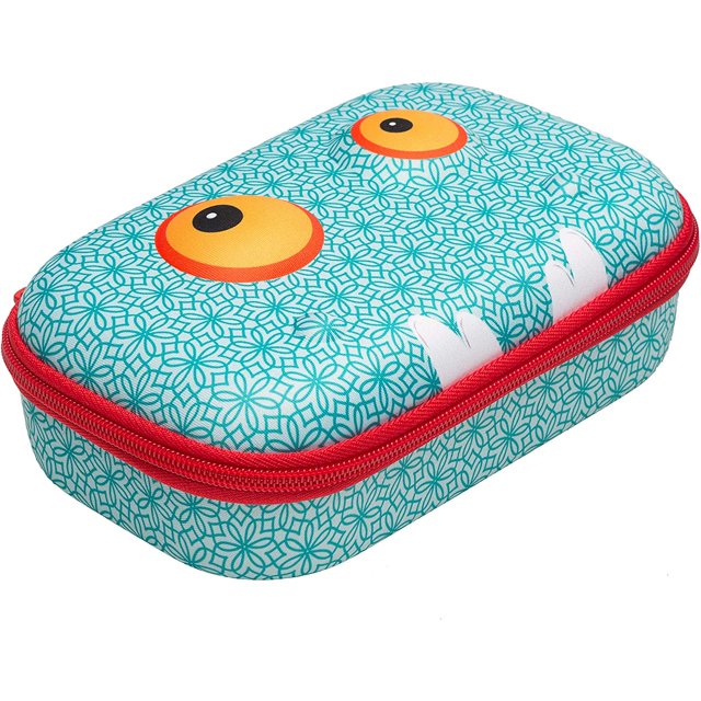 ZIPIT Pencil/Storage Beast Box, Hard Shell, 8.2" x 5" x 3.15", Monster Face, Blue Pattern (ZBB-BP)