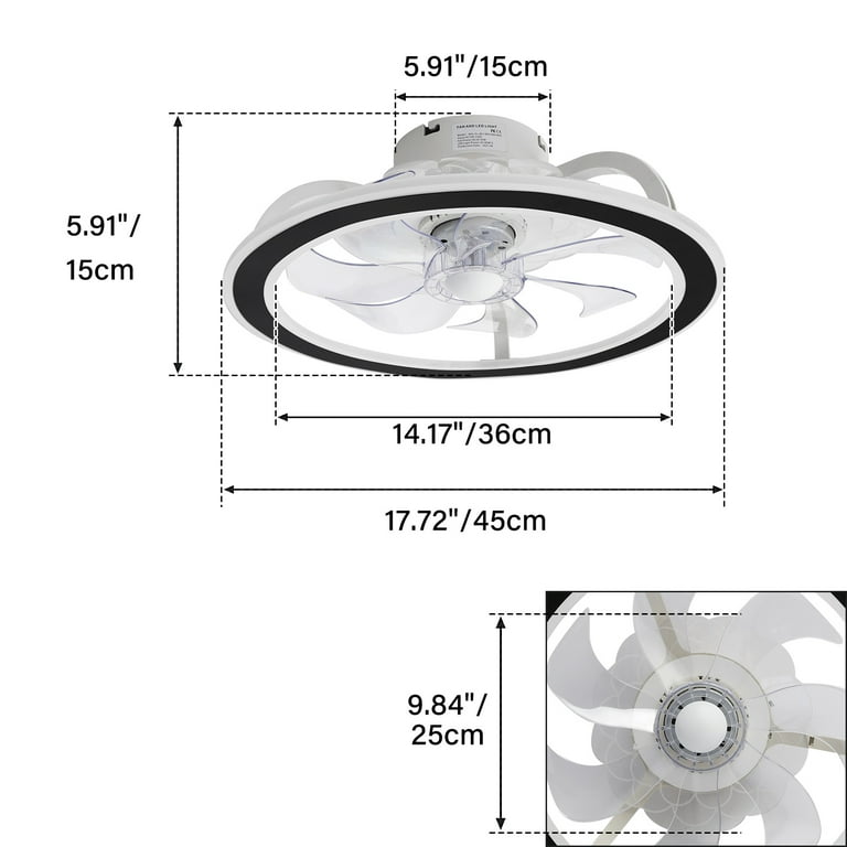  TCFUNDY 18 Ceiling Fan with Light, LED Low Profile