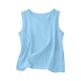 thumbnail image 5 of UACY Girls Cotton Linen Shorts Set Kids Two Piece Outfits Cute Sleeveless Sweatsuit Summer Tank Tops Wide Leg Pants Set, 5 of 7