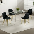 thumbnail image 3 of Set of 4 Velvet Dining Chairs, 18.5 Inch Width Modern Simple Upholstered Dressing Chair with Gold Metal Legs and Backrest for Living Room, Kitchen and Dinning room, Black, 3 of 8