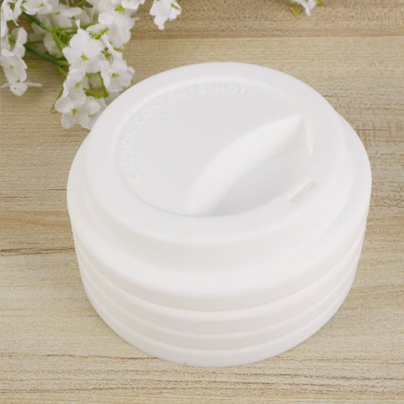 Silicone Coffee Cup Lid Silicone Travel Mug Cover Glasses Tumblers Mug Lid Reusable Drinking Cup Covers 4 White