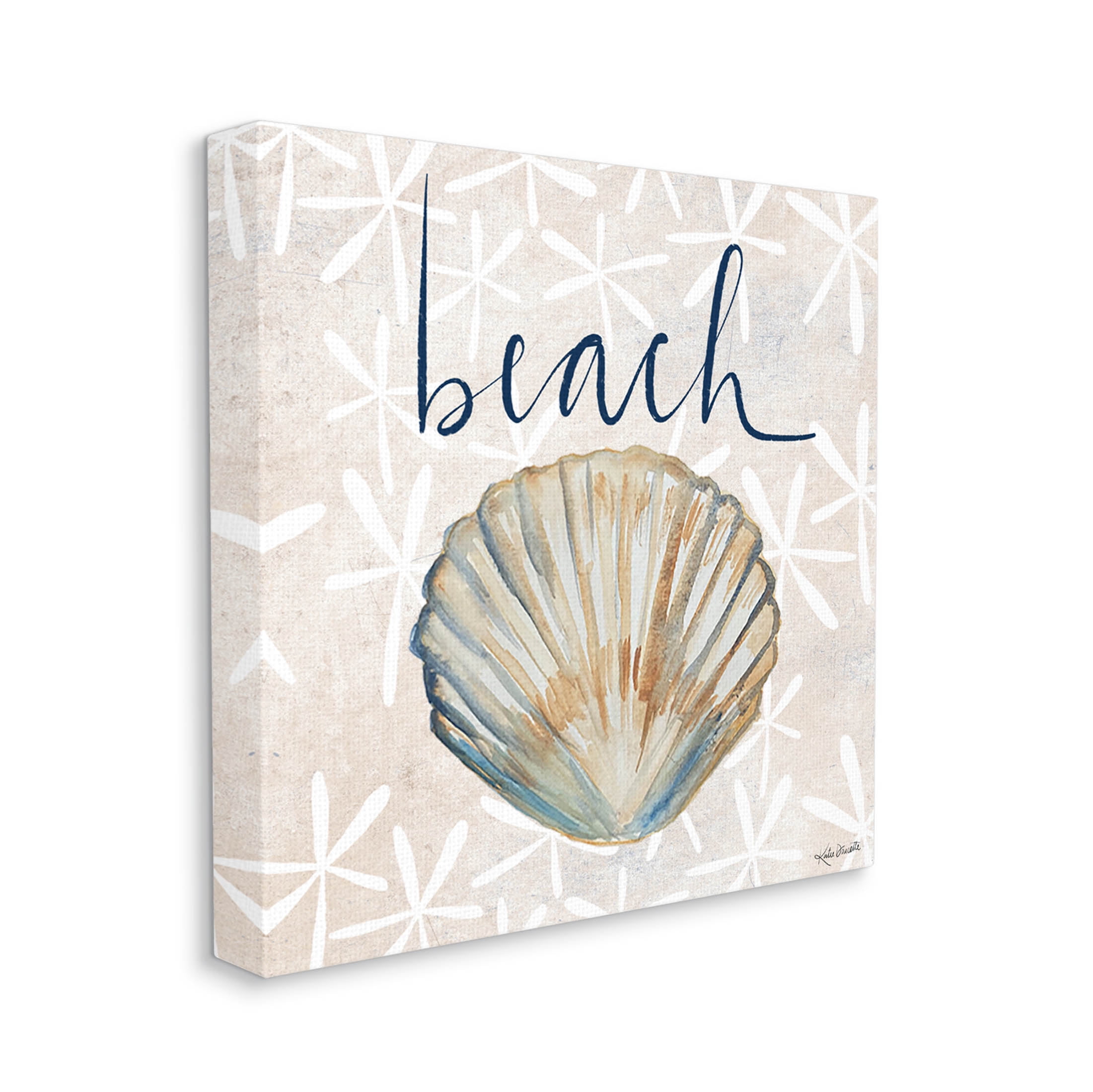 Stupell Industries Beach Seashell Patterned Florals Graphic Art Gallery Wrapped Canvas Print Wall Art, Design by Katie Doucette