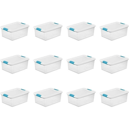 Sterilite 14988004 56 quart Plastic Latching Box, White, 4 Count