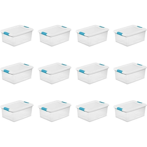 Sterilite 14988004 56 quart Plastic Latching Box, White, 4 Count