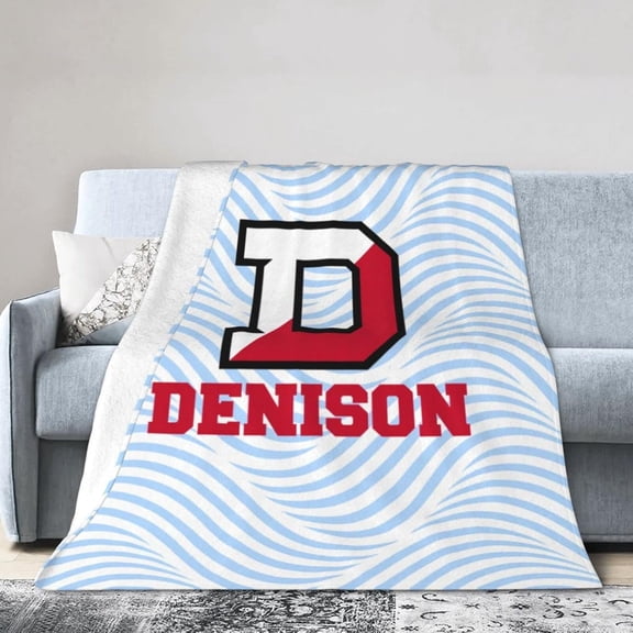 Denison University Fleece Blanket, Very Soft Microfiber Flannel Blanket for Couch Warm and Cozy for All Seasons