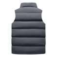 thumbnail image 3 of WTOBBY Men's Sleeveless Stand-Up Collar Vest, Men's and Women's Fleece Warm Cotton-Padded Jacket Vest for Outdoor and Casual Use, Lightweight and Insulated,Dark Gray 4XL, 3 of 3