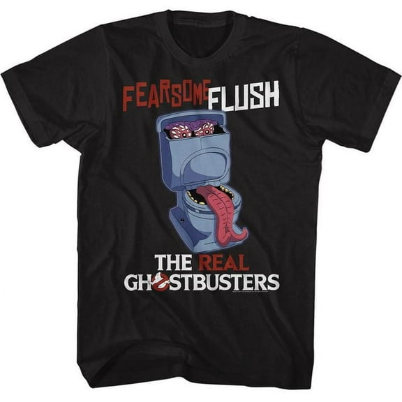 The Real Ghostbusters Fearsome Flush Black Adult T-Shirt