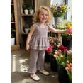 thumbnail image 4 of BemeyourBBs Toddler Baby Spring Summer Fall Clothes Cute Baby Girl Plaid Gingham 2 Pieces Outfit Bow Strap Sleeveless Tunic Shirt Babydoll Tank Vest Tops and Wide Leg Pants Set, 4 of 9