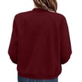 thumbnail image 6 of IUYRTFE Women's Stand Collar Snap Button Bomber Jacket Long Sleeve Casual Winter Coat with Pockets, 6 of 6