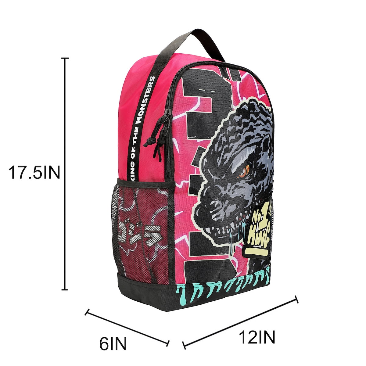 Godzilla Large Graphic 17.5" Pink Backpack