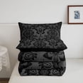 thumbnail image 5 of meiyoeat Gothic Skull Moth Queen Comforter Set,Rustic Damask Floral Comforter Sets Queen For Men Women, Black Gray,Black Reversible,3 Pieces, 5 of 7