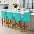thumbnail image 3 of Turquoise Bar Stool Cover Set of 6, Farmhouse Solid Teal Color Modern Art Stretch Bar Chair Cover, Removable Washable Pub Counter Stool Chair Slipcover for Kitchen Dining Room Pub Cafe, 3 of 9