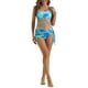 thumbnail image 2 of Bañadores de bikini de 3 piezas con tirantes ajustables para mujer, parte inferior triangular con falda de malla, azul medio, 2 of 5