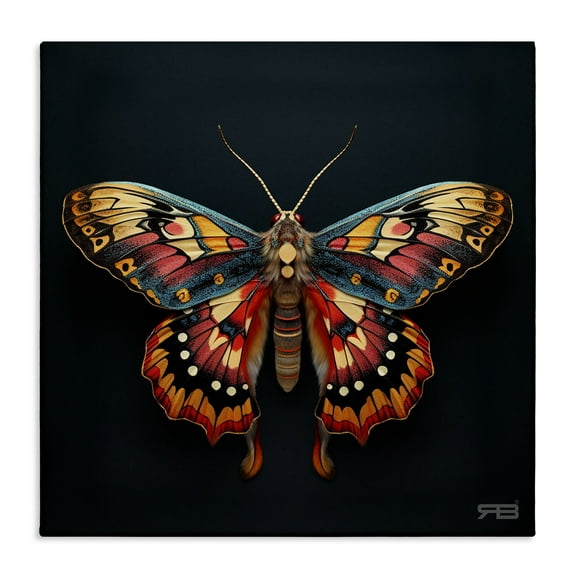Stupell Industries Vivid Patterned Moth Animals & Insects Painting Gallery Wrapped Canvas Art Print Wall Art, 17 x 17