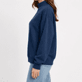 thumbnail image 2 of Women Mock Neck Sweatshirt Oversized Drop Shoulder Turtleneck Soft Long Sleeve Solid Color Pullover Casual Fall Everyday Tops Navy Fleece Hoodies Women L, 2 of 8
