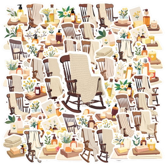 35pcs-50pcs Relaxation Stickers Rocking Chair Spa Stickers Aromatherapy Stickers for Luggage Phone Laptop