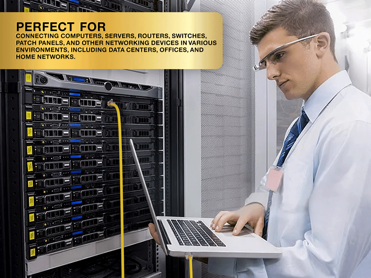 Cable Leader 50ft Cat5e UTP Non-Booted Ethernet Network Patch Cable 24AWG Bare Copper, Yellow