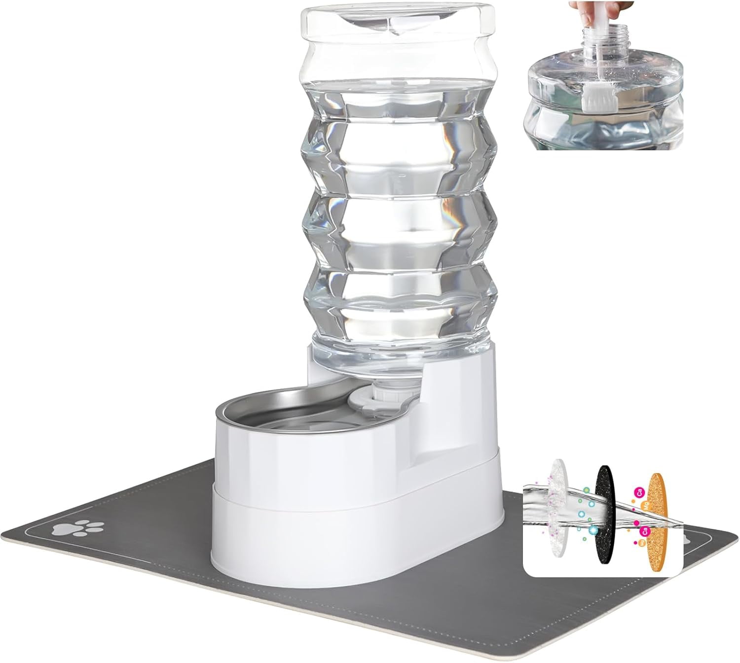 9L Automatic Stainless Steel Gravity Raised Pet Water Dispenser with Triple Filter for Senior Dogs