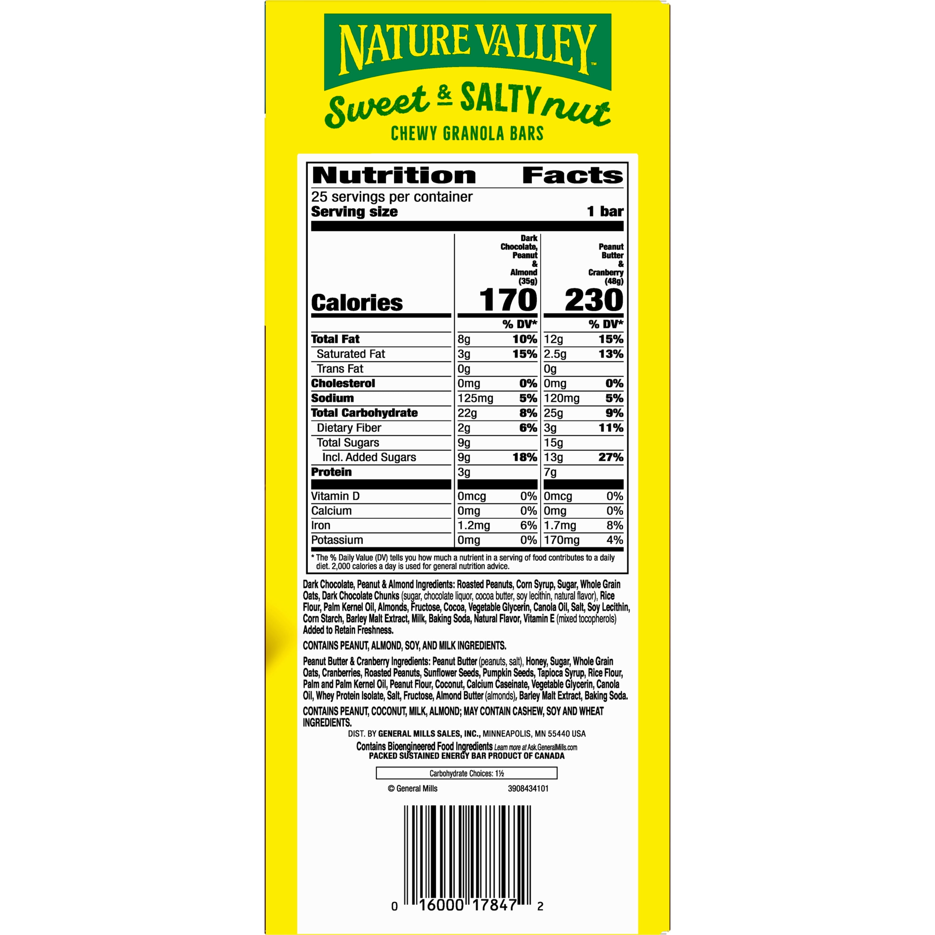 Nature Valley Sweet & Salty Chocolate Peanut & Almond, 24 ct + Free Packed Bar