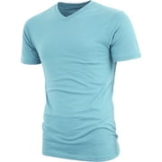 Ma Croix Mens Premium Solid Cotton V Neck T-Shirts Short Sleeve Tee