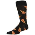 thumbnail image 2 of MeMoi 2 Pair Men's Pizza-Themed and Striped Rayon-Blend Novelty Crew Socks - Mens - Male, 10-13, Black, 2 of 3