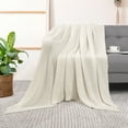 thumbnail image 2 of PiccoCasa 100% Cotton Soft Knitted Throw Solid Blanket for Couch Sofa Bedroom, Beige 50"x70", 2 of 8