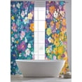 thumbnail image 6 of Colorful Spring Floral Semi Sheer Curtains 96 Inch Length 2 Panels Set, Modern Oil Painting Abstract Art Sheer Kitchen Curtain Privacy Voile Window Curtain for Living Room Bedroom Rod Pocket Drapes, 6 of 7