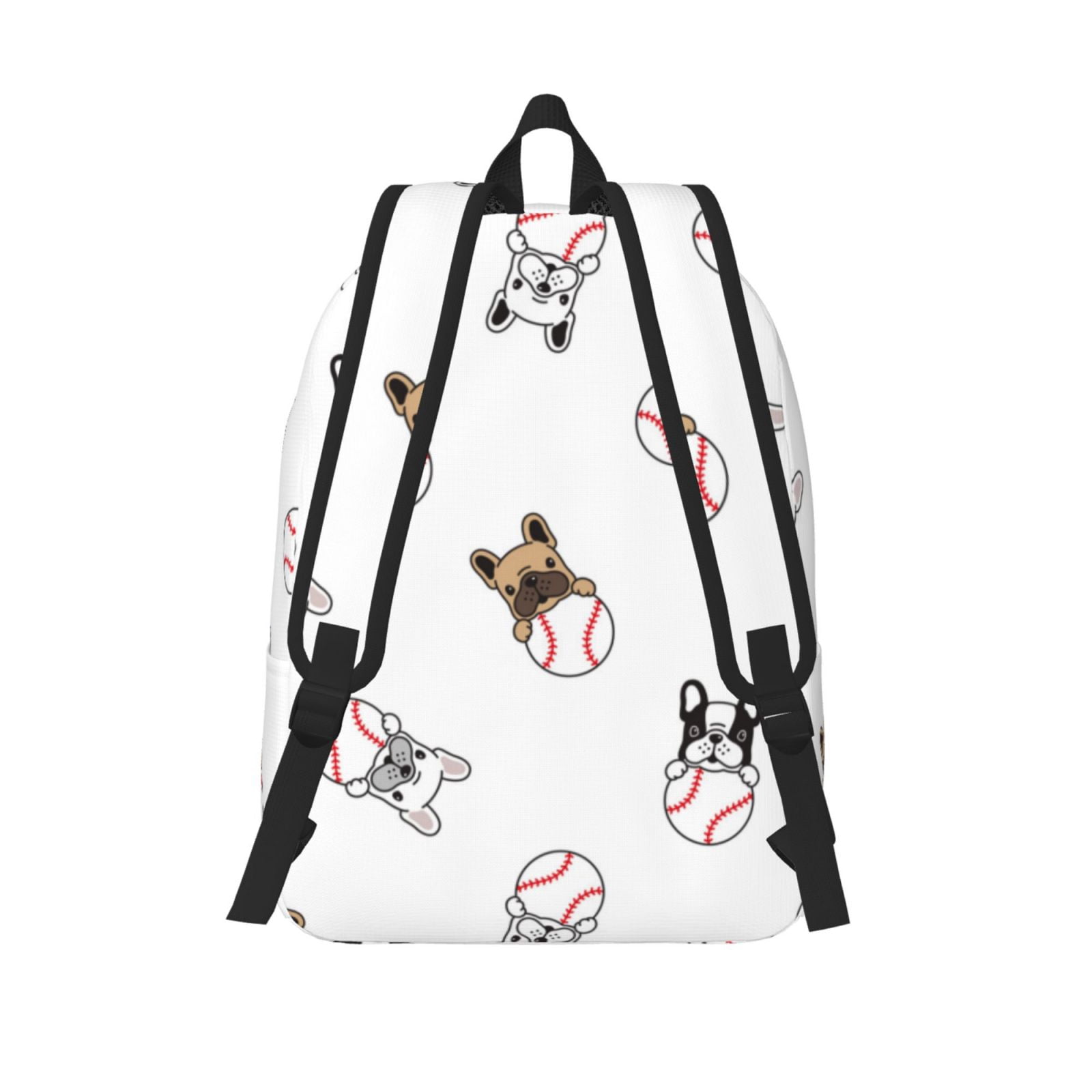 Picia Bbaseball Dog Printed Canvas Daypack - Stylish and Durable Vintage Compact Backpack - Class, Work, Travel, or Laptop Bookbag,Organized Compartments-Small