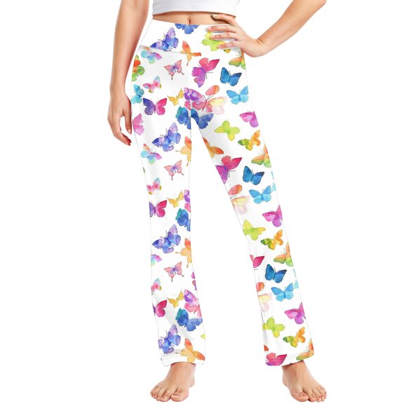 Jinhomg Girls Flare Leggings Elastic High Waist Yoga Pants Casual Stretch Dance Bell Bottoms Kids Clothes Multicolor (2-13 Years)
