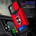 thumbnail image 6 of Heavy Duty Case for Motorola Moto G 5G (2024) with Camera Lens Sliding Cover Card Holder, Rugged Protection Shockproof Phone Cover with Rotate Ring Holder Stand Magnetic Car Mount, Red, 6 of 7