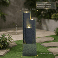 thumbnail image 4 of 39'' H Outdoor Water Fountain Modern Cascading Freestanding Fountain with LED Lights for Garden Patio Porch Lawn Backyard Decor,Gray, 4 of 7