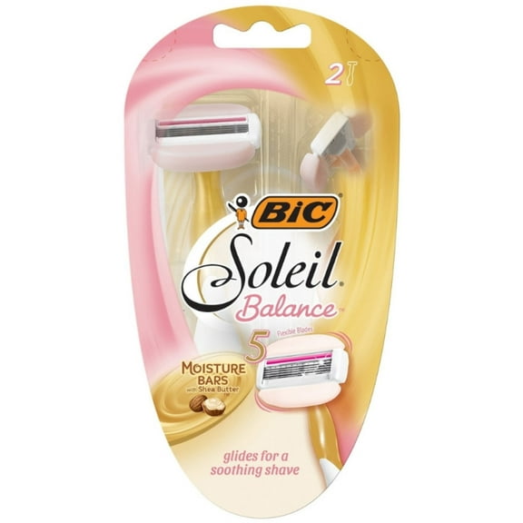 Bic Soleil Balance Moisture Bars Shea Butter Disposable Razors, 2ct, 2-Pack