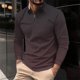 thumbnail image 1 of Blusa y camisa de manga larga con cuello vuelto para hombre, informal, con cuello vuelto, estampado, para fitness, deportiva, de manga larga, de poliéster, 1 of 5