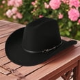 thumbnail image 2 of RUINIXCW Western Cowboy Hat for Men Women Cowgirl Hat Classic Felt Roll Up Fedora Hat with Buckle Belt Wide Brim Jazz Hat Themed Party Cap Wedding Party Costume, 2 of 8