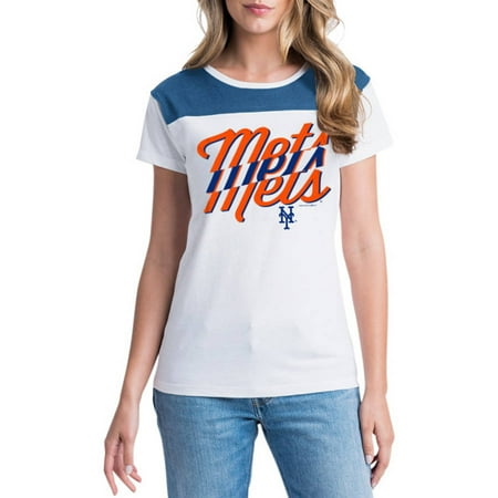 New York Mets Pencil - MLB New York Mets Women's Short Sleeve White Graphic Tee